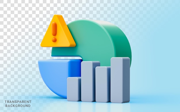 Gráfico de pizza exclamação ilustração 3d negócio lucro crescimento problema atenção dados analisar política