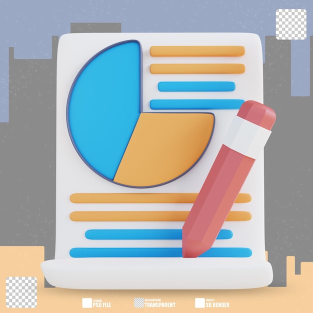 PSD gráfico de relatório de documento de ilustração 3d 2