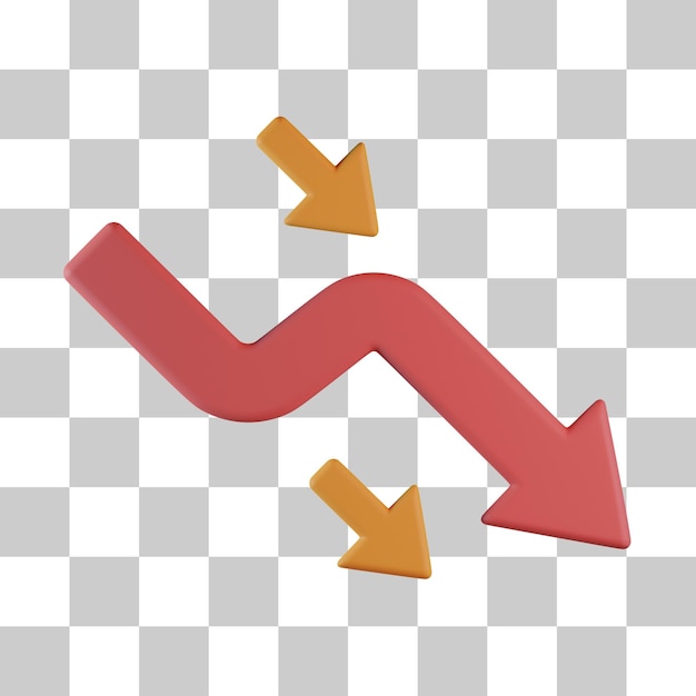 PSD gráfico de seta para baixo ícone 3d