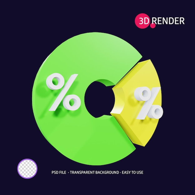 PSD gráfico de setores de ícones de renderização 3d 4