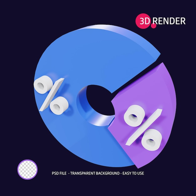 Gráfico de setores de ícones de renderização 3d 5