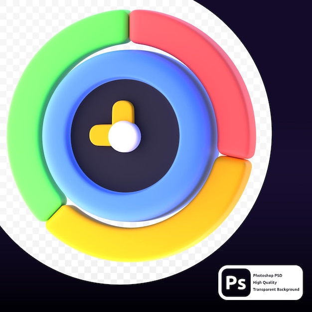 PSD gráfico de tempo em renderização 3d para apresentação na web de ativos gráficos ou outro