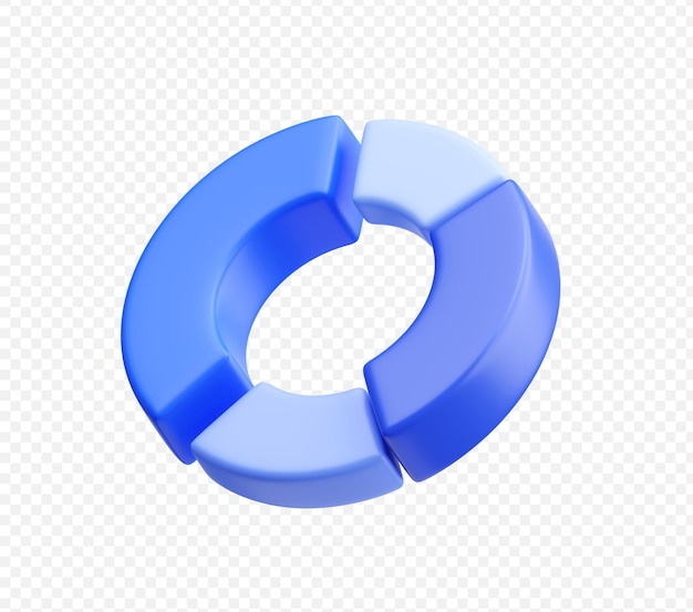 Gráfico de torta azul com gráficos de fundo ilustrado de ícones 3D