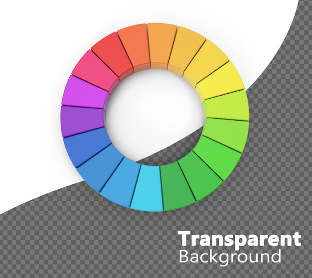 PSD gráfico de torta de arco-íris em fundo transparente