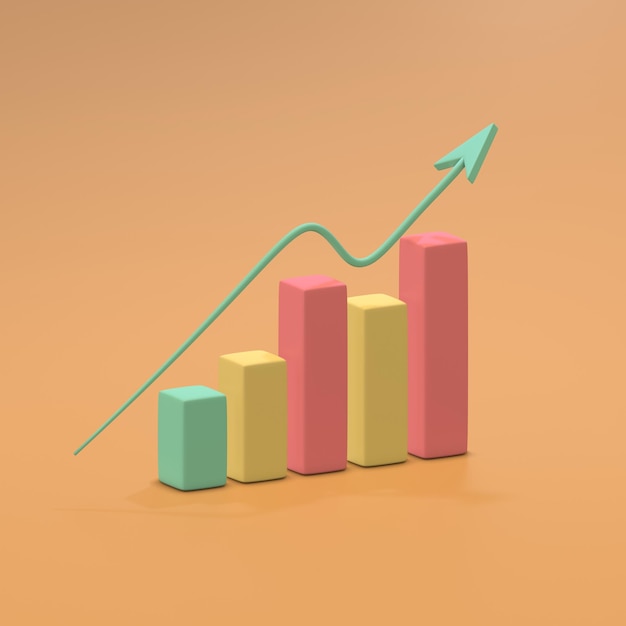 Gráfico de vela de ilustração de ícone 3D