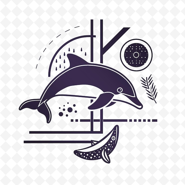 Un gráfico de un delfín y un círculo de trigo en el fondo