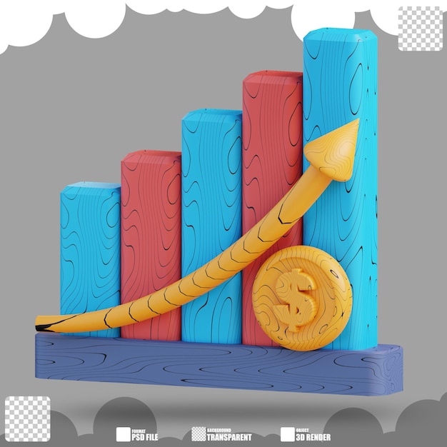 grafico dell'illustrazione 3d che aumenta 3