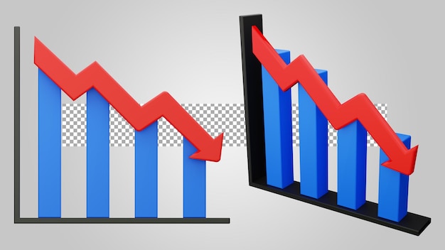 Grafico della crisi depressiva su sfondo trasparente 3D Render