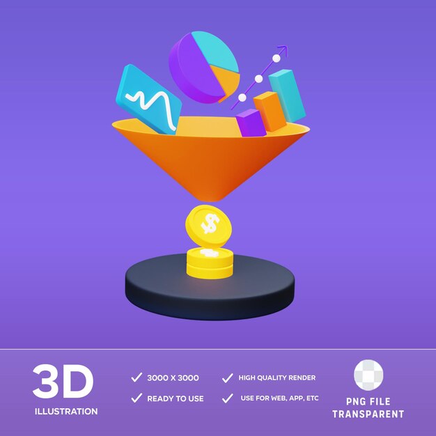 Grafico di analisi finanziaria PSD 3D Illustrazione