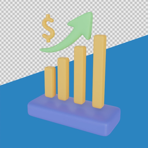 Grafico di crescita 3D illustrazioni finanziarie