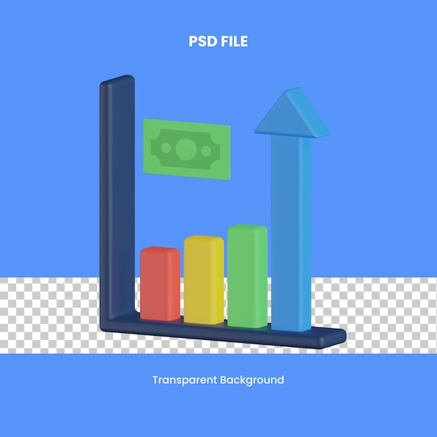 grafico di profitto icona di rendering 3d illustrazione analisi