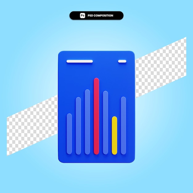 Grafico di statistica 3d rende l'illustrazione isolata
