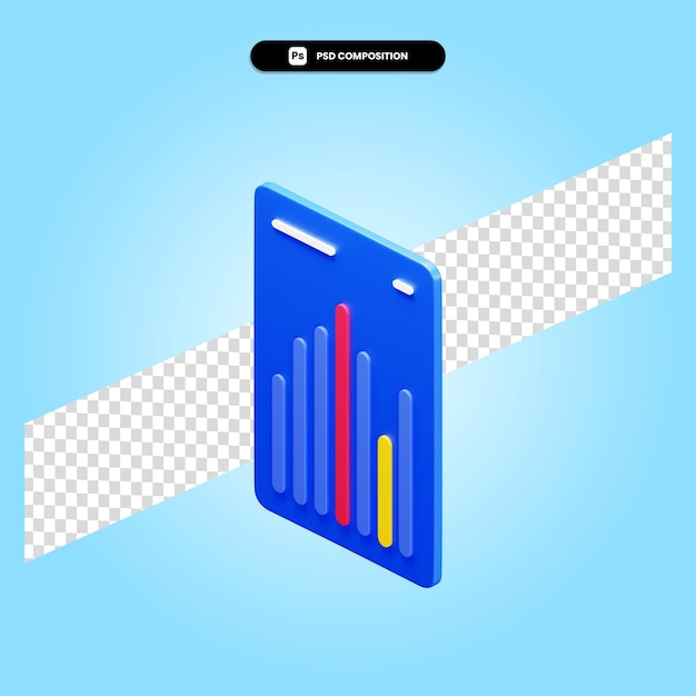 Grafico di statistica 3d rende l'illustrazione isolata
