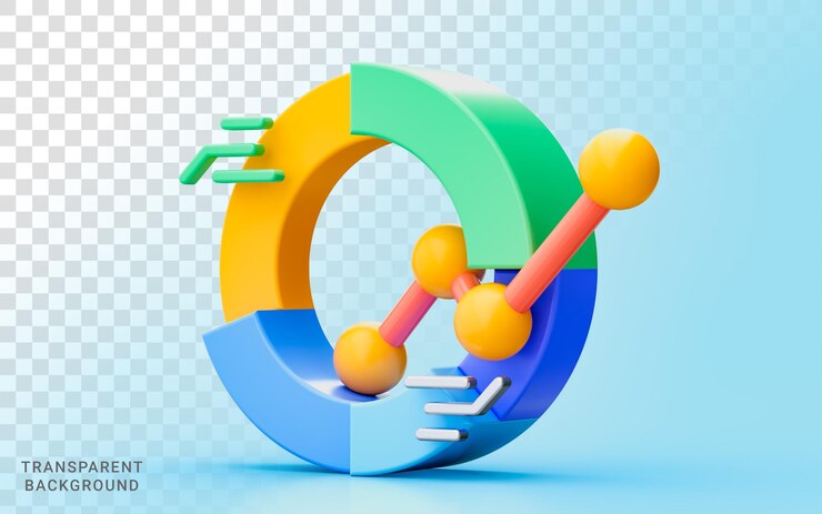 PSD gráfico diagrama analizar 3d ilustración negocio beneficio crecimiento marketing fondo círculo gráfico estrategia