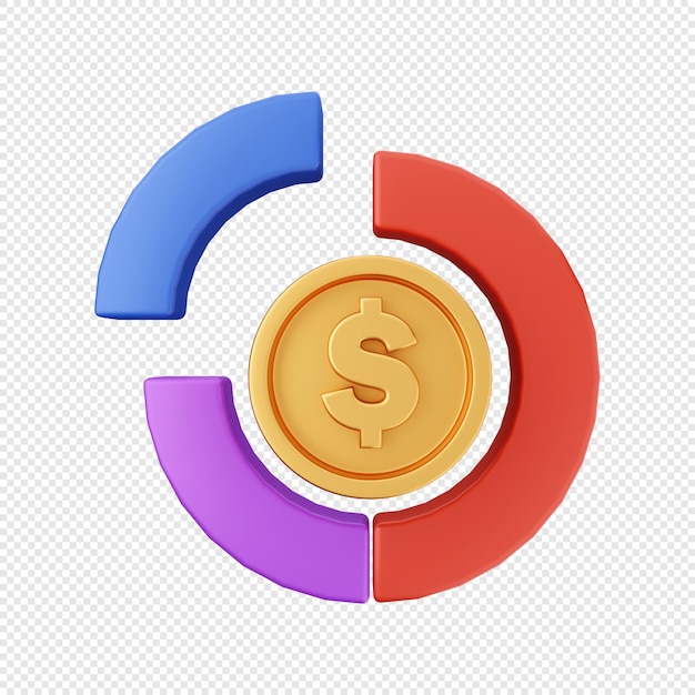 Gráfico de dólar de moneda de oro de dinero 3d