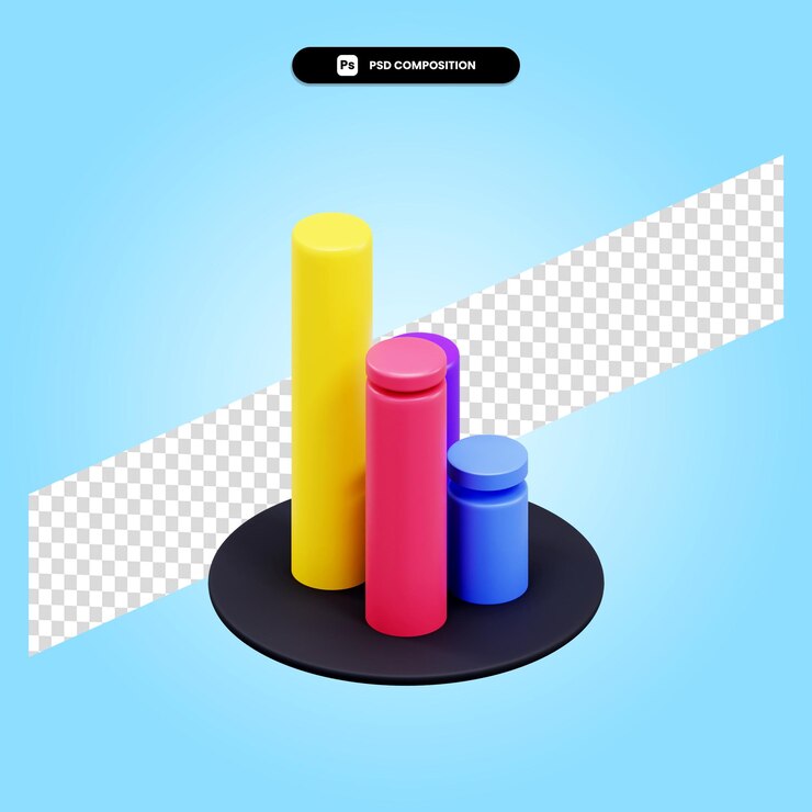 PSD gráfico estadístico 3d renderizar ilustración aislada