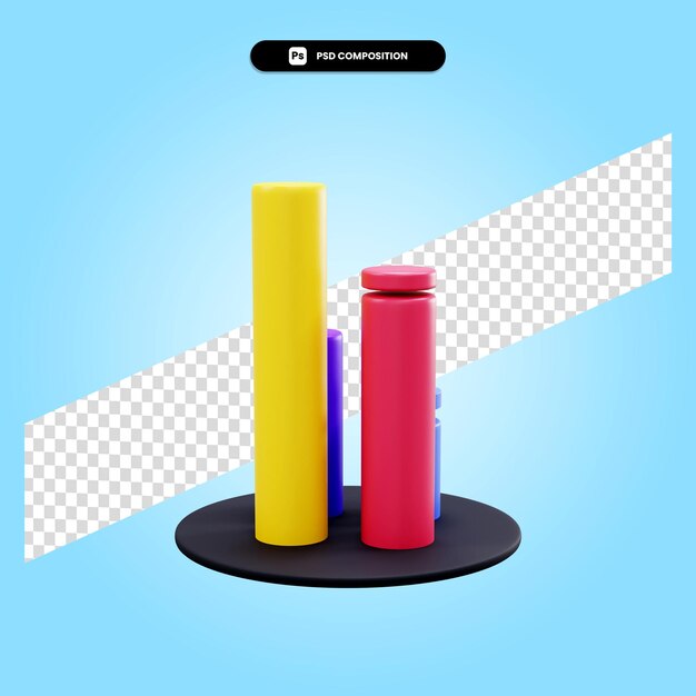 Gráfico estadístico 3d renderizar ilustración aislada