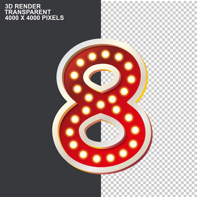 Gráfico Figura tridimensional de oro Número Número rojo Número dos con luces 8 Gráficos por computadora en 3D