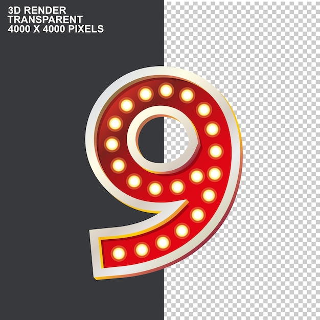 Gráfico Figura tridimensional de oro Número Número rojo Número dos con luces 8 Gráficos por computadora en 3D