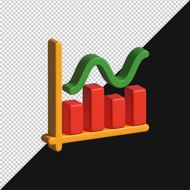 Gráfico financiero de dibujos animados en 3D