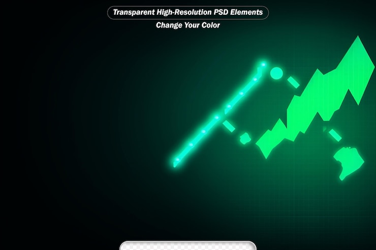 PSD gráfico de flecha de elevación verde futurista transformación digital antecedentes tecnológicos abstractos