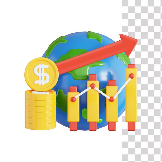 PSD un gráfico de un globo terráqueo con un signo de dólar en él