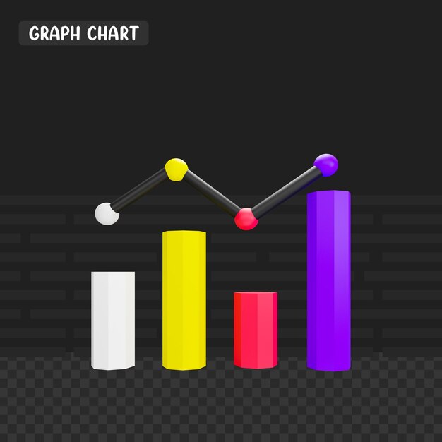 PSD gráfico gráfico colorido de renderização 3d