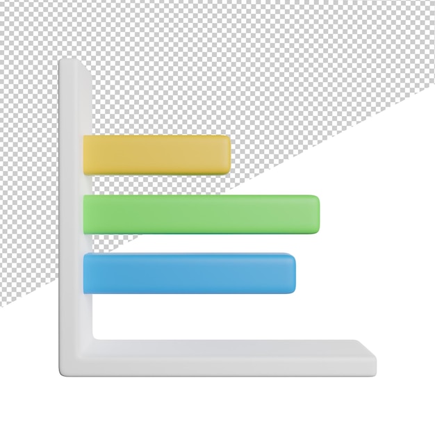 Gráfico gráfico gráfico vista frontal ilustração de renderização 3d em fundo transparente