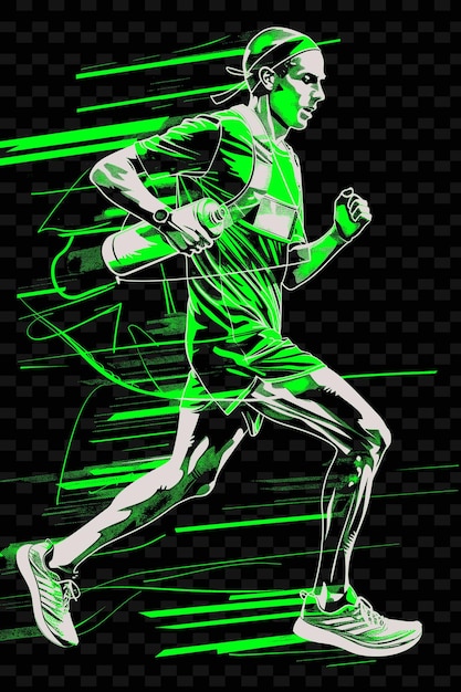 PSD un gráfico de un hombre corriendo con un fondo verde