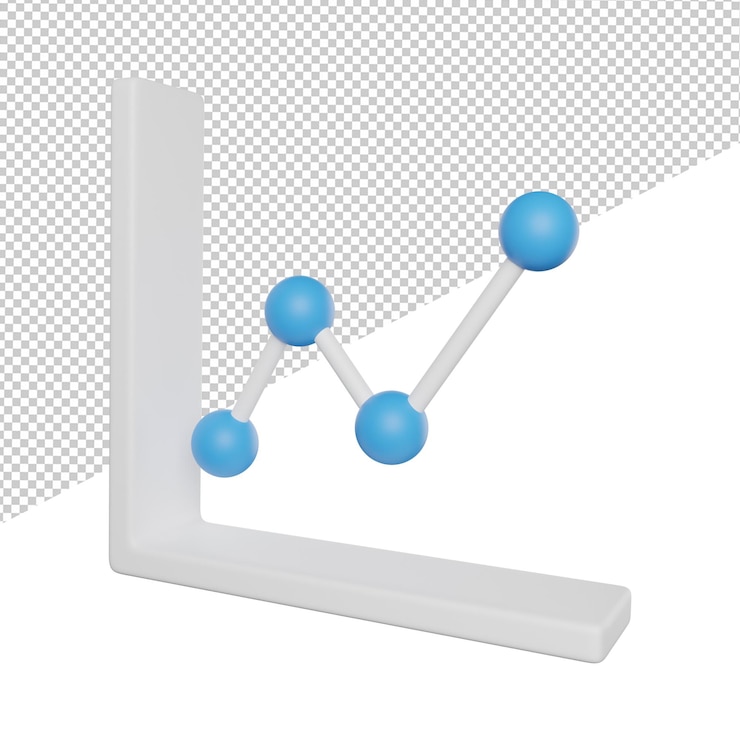 PSD gráfico de líneas de barras vista lateral del gráfico ilustración de renderizado 3d sobre fondo transparente