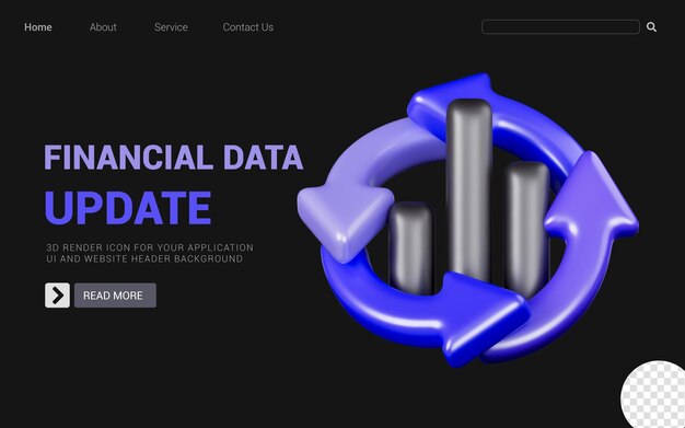 gráfico de líneas con signo de flecha de rotación sobre fondo oscuro concepto de representación 3d para actualización de datos financieros