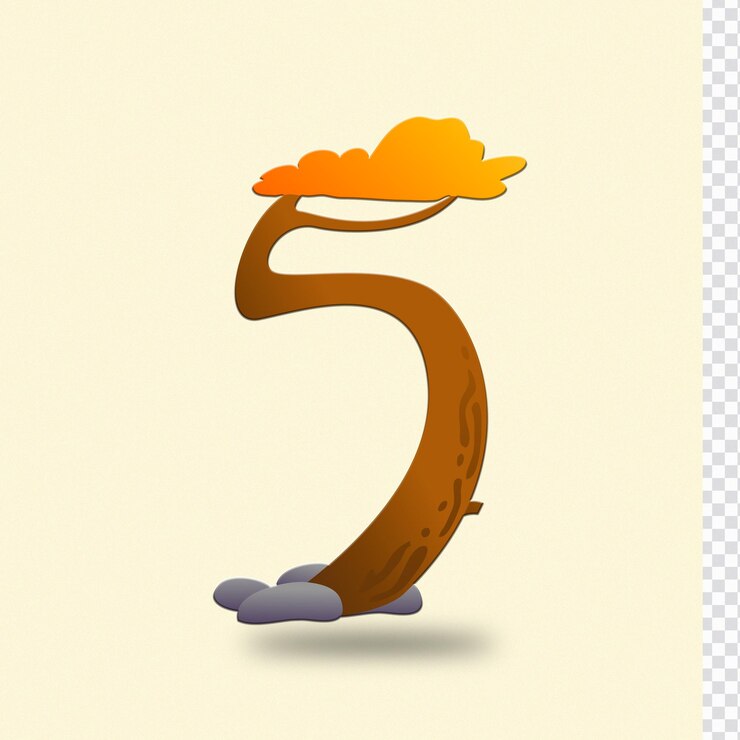 PSD un gráfico marrón y amarillo con el fuego número 5.
