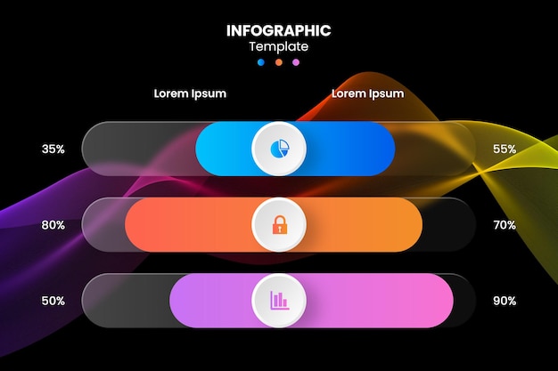 grafico modello di infografica glassmorphism
