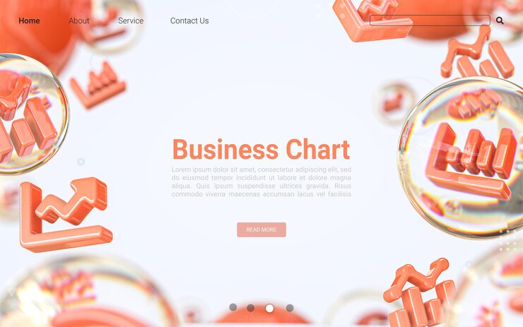 PSD gráfico de negocios concepto de fondo de publicidad de espacio en blanco icónico para banner de sitio web render 3d