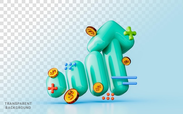 gráfico de negocios flecha hacia arriba con moneda de dólar ilustración 3d crecimiento de ganancias inversión marketing