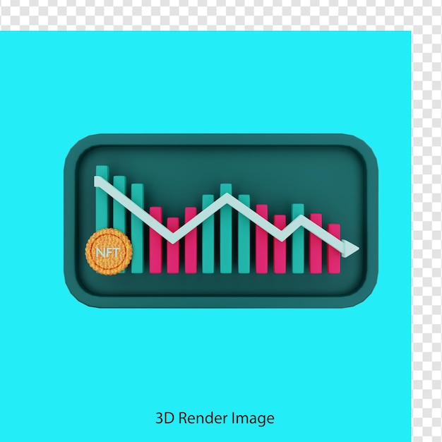 PSD gráfico nft de renderizado 3d hacia abajo