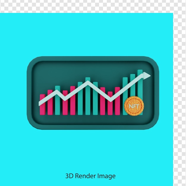 PSD gráfico nft de renderizado 3d en aumento