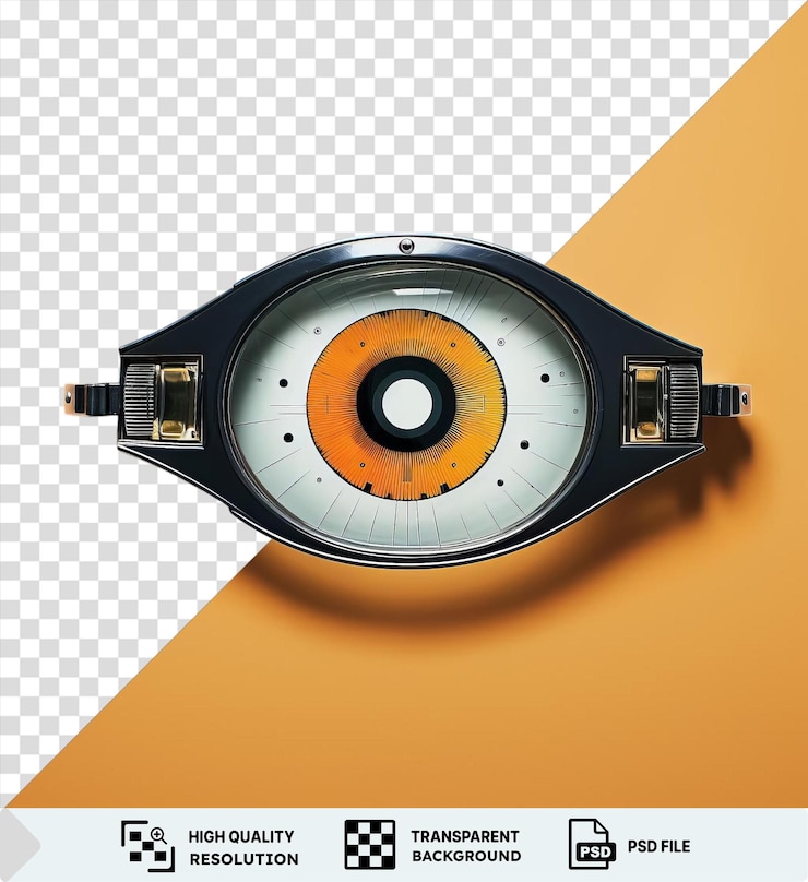PSD gráfico ocular fotográfico realista aislado de oftalmólogos en un fondo amarillo con una sombra negra en primer plano