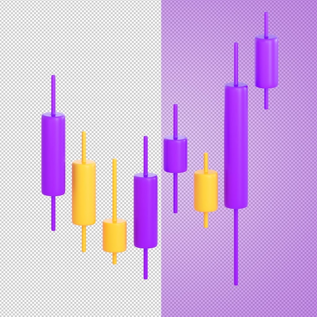 PSD gráfico de palo de vela 3d. concepto de bolsa de valores, inversión empresarial, comercio y finanzas