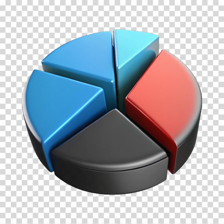 PSD gráfico de pastel 3d visualización de datos segmentación análisis porcentual informe infográfico estadísticas finanzas empresariales