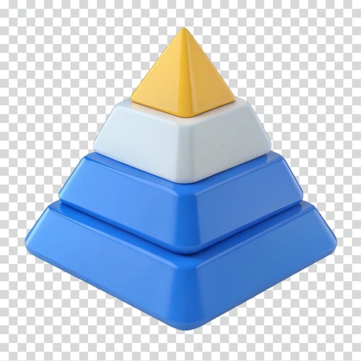 PSD gráfico de pirámide en capas visualización de datos modelo 3d niveles de jerarquía estructura ilustración gráfica diseño conceptual