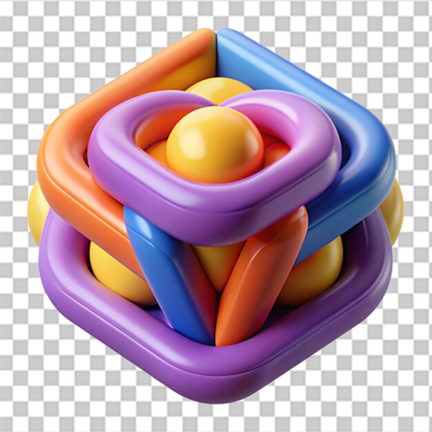 Gráfico plástico 3D detallado de una forma geométrica abstracta colorida con colores vibrantes
