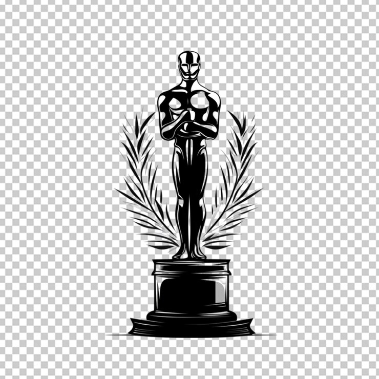 PSD gráfico preto e branco de um prêmio de filme lau em fundo transparente