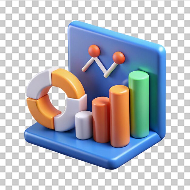 Gráfico de procesamiento 3D icono de proporción de porcentaje dibujos animados mínimos Análisis de datos Optimización estadísticas de crecimiento gráfico de finanzas concepto de desarrollo de negocios en ilustración de fondo azul