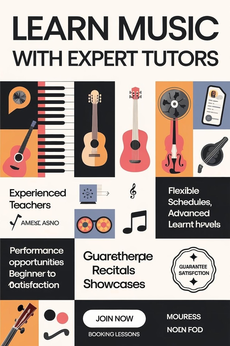 PSD un gráfico promocional para el aprendizaje de la música