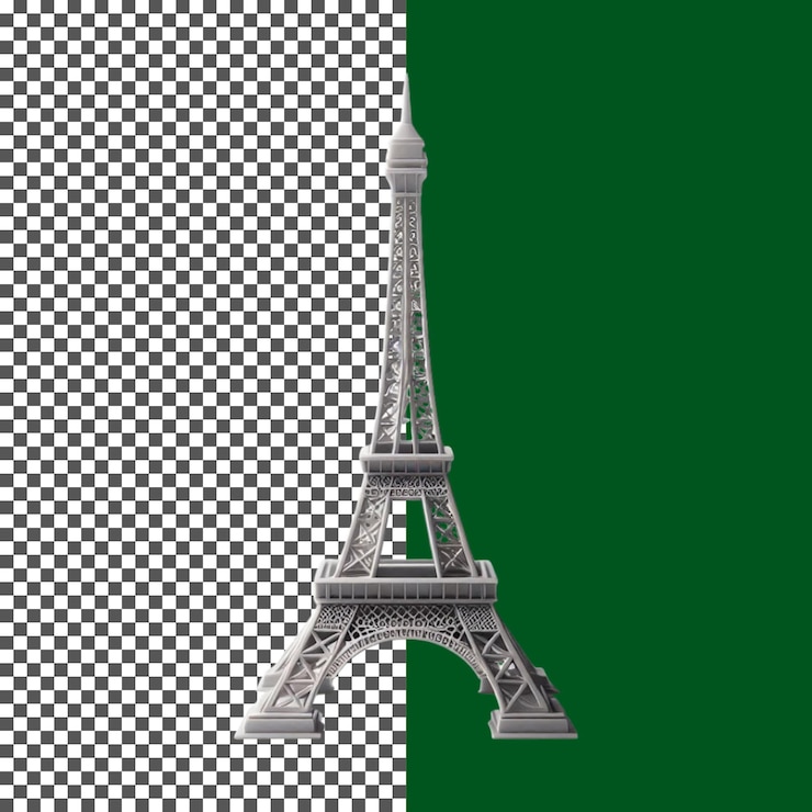 PSD gráfico realista de la torre eiffel para la cultura francesa temas en fondo transparente png psd