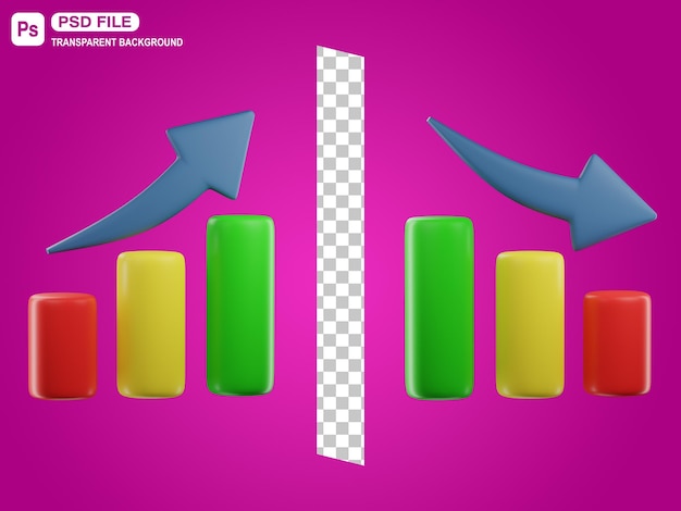 Grafico statistico 3D su e giù illustrazione