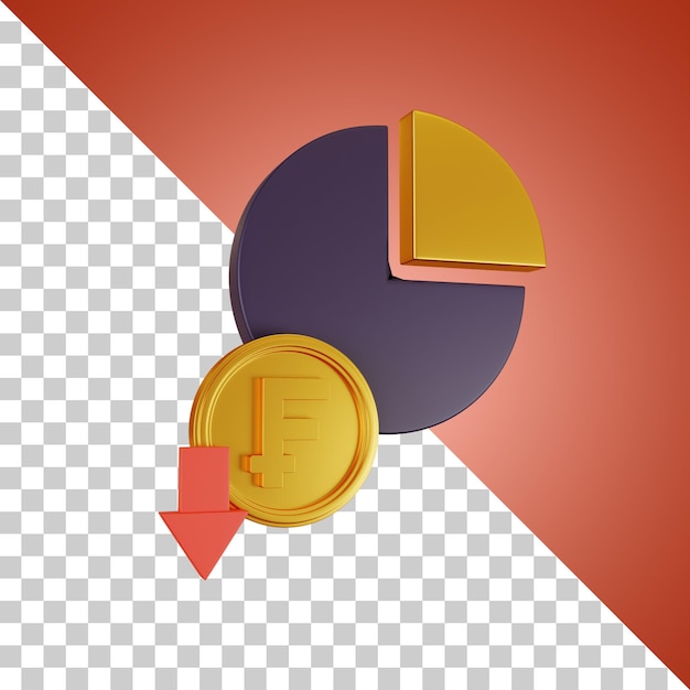 Gráfico de tarta de disminución del franco Representación 3D