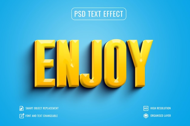 PSD gráfico de texto impresionante 3d disfrutar de maqueta 3d de efecto de texto