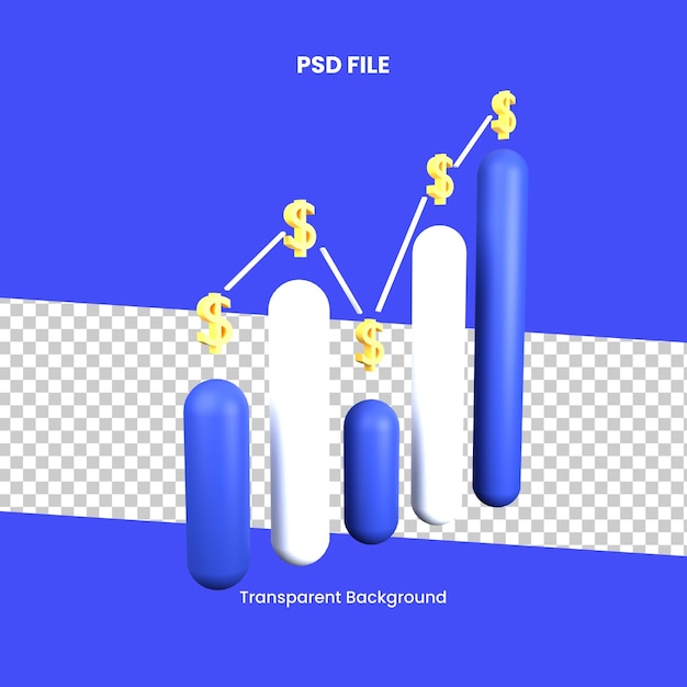 Gráfico de velas de ilustración 3d aislado en el fondo transparente